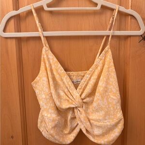 Abercrombie & Fitch Yellow Floral Twist-Front Camisole
